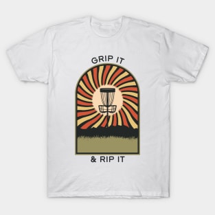 Grip It & Rip it | Disc Golf Vintage Retro Arch Mountains T-Shirt